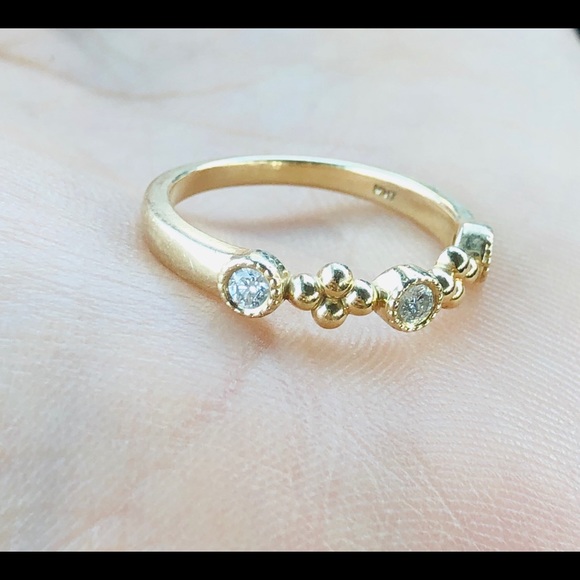 14k solid gold stackable band ring - Picture 3 of 4